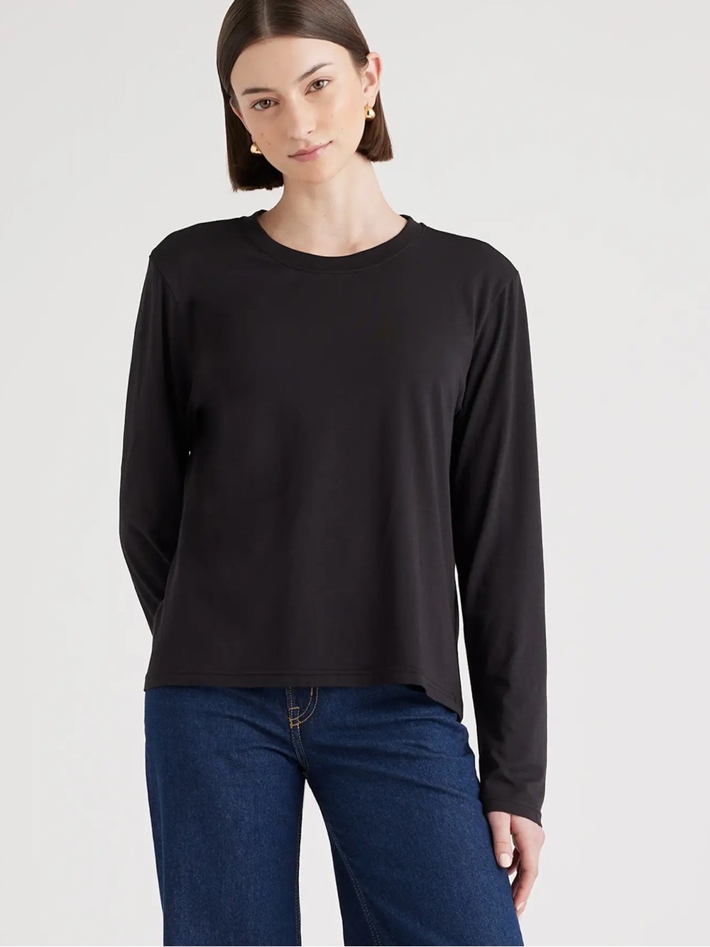 NWT Quince Cotton Modal Relaxed Long Sleeve tee black extra small